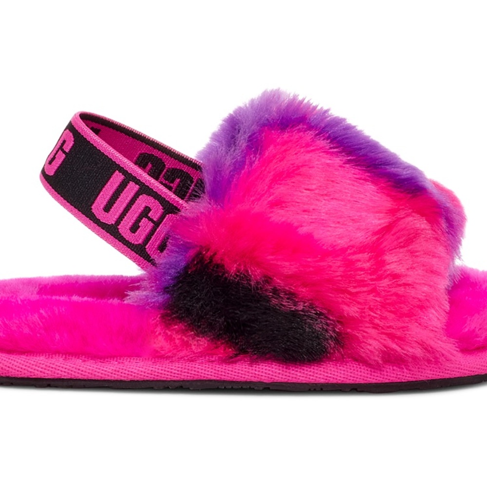 UGG Pink and Purple Fluffy Slippers